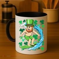Hawaiian Leprechaun Surfing Irish St Patrick's Day Surfers Gift Coffee Mug thumb 4