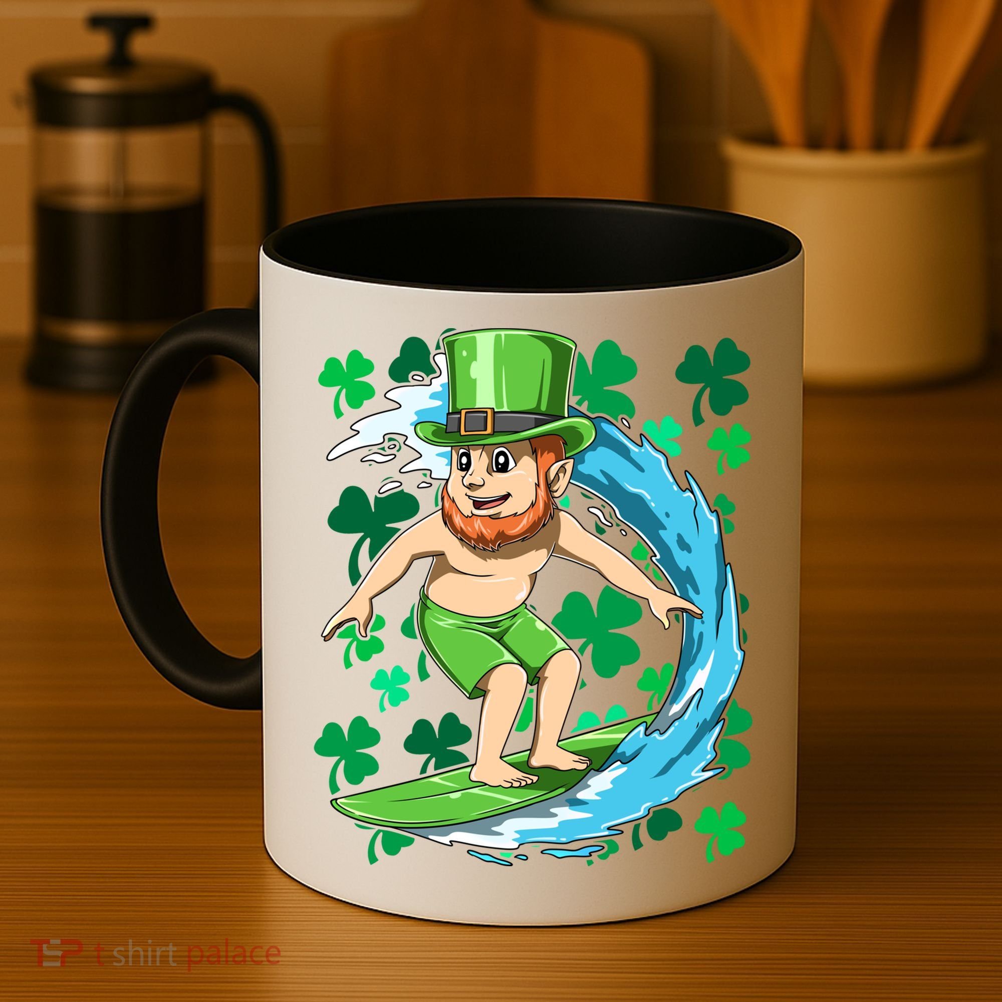 Hawaiian Leprechaun Surfing Irish St Patrick's Day Surfers Gift Coffee Mug