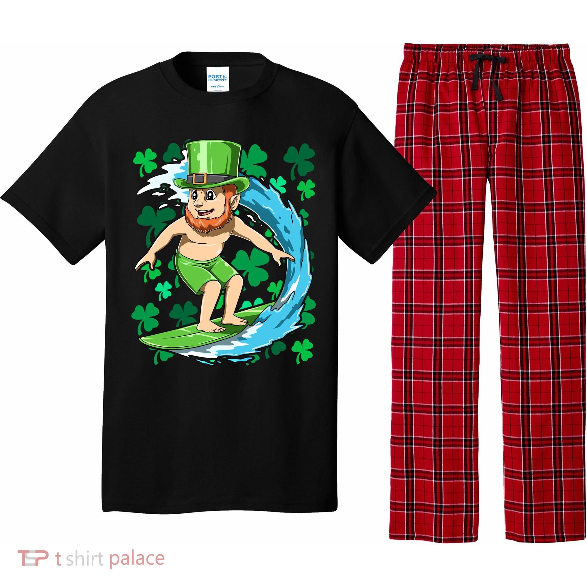 Hawaiian Leprechaun Surfing Irish St Patrick's Day Surfers Gift Pajama Set