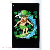 Hawaiian Leprechaun Surfing Irish St Patrick's Day Surfers Gift Golf Towel thumb 0