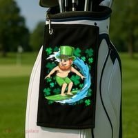 Hawaiian Leprechaun Surfing Irish St Patrick's Day Surfers Gift Golf Towel thumb 2