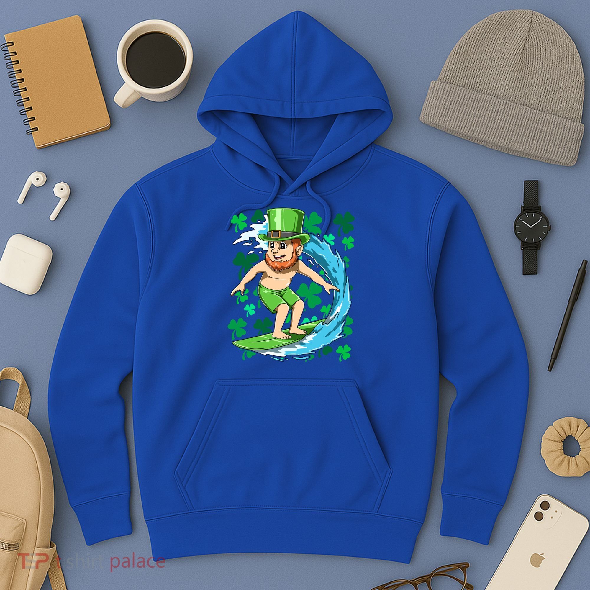 Hawaiian Leprechaun Surfing Irish St Patrick's Day Surfers Gift Hoodie