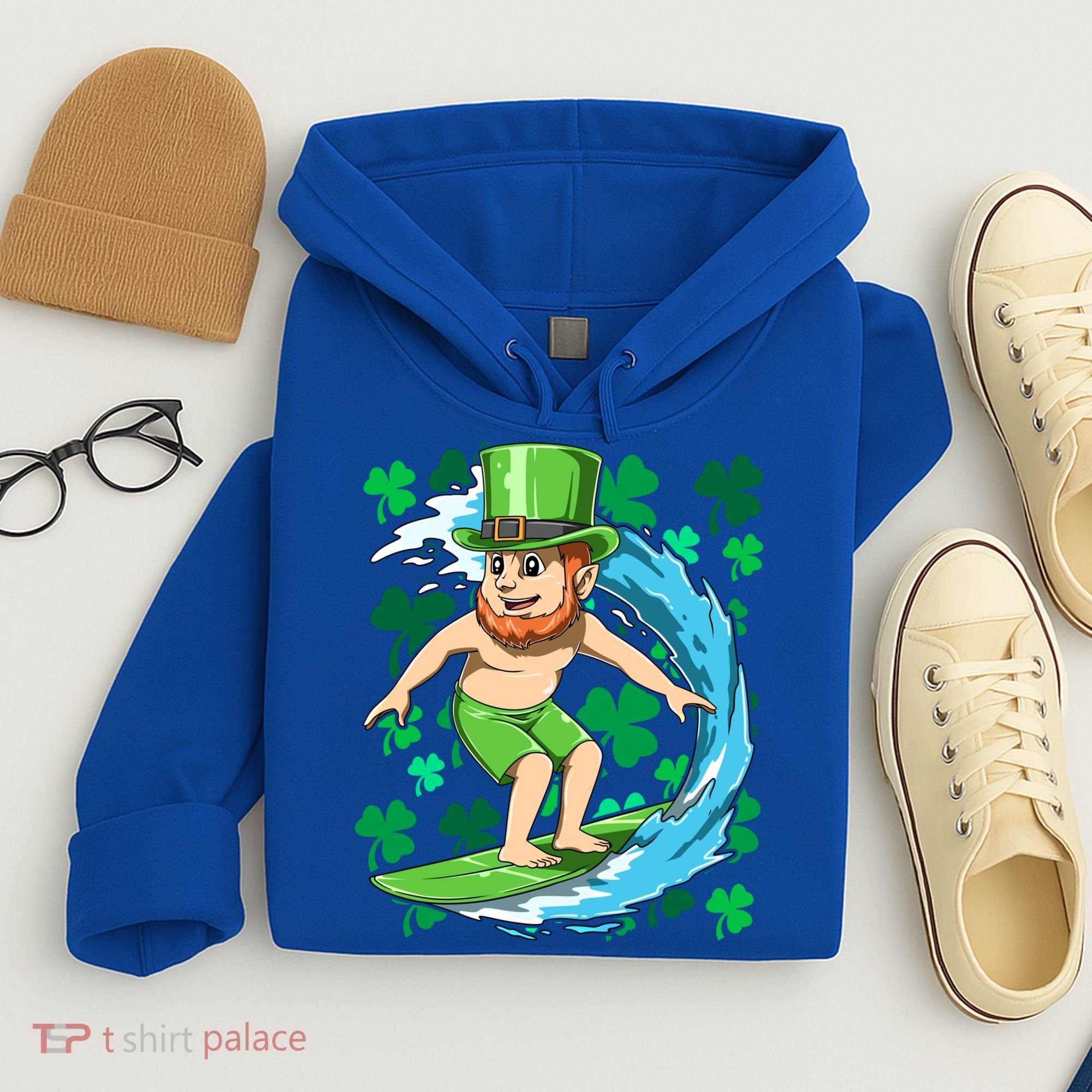 Hawaiian Leprechaun Surfing Irish St Patrick's Day Surfers Gift Hoodie