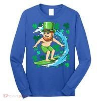 Hawaiian Leprechaun Surfing Irish St Patrick's Day Surfers Gift Long Sleeve Shirt thumb 0