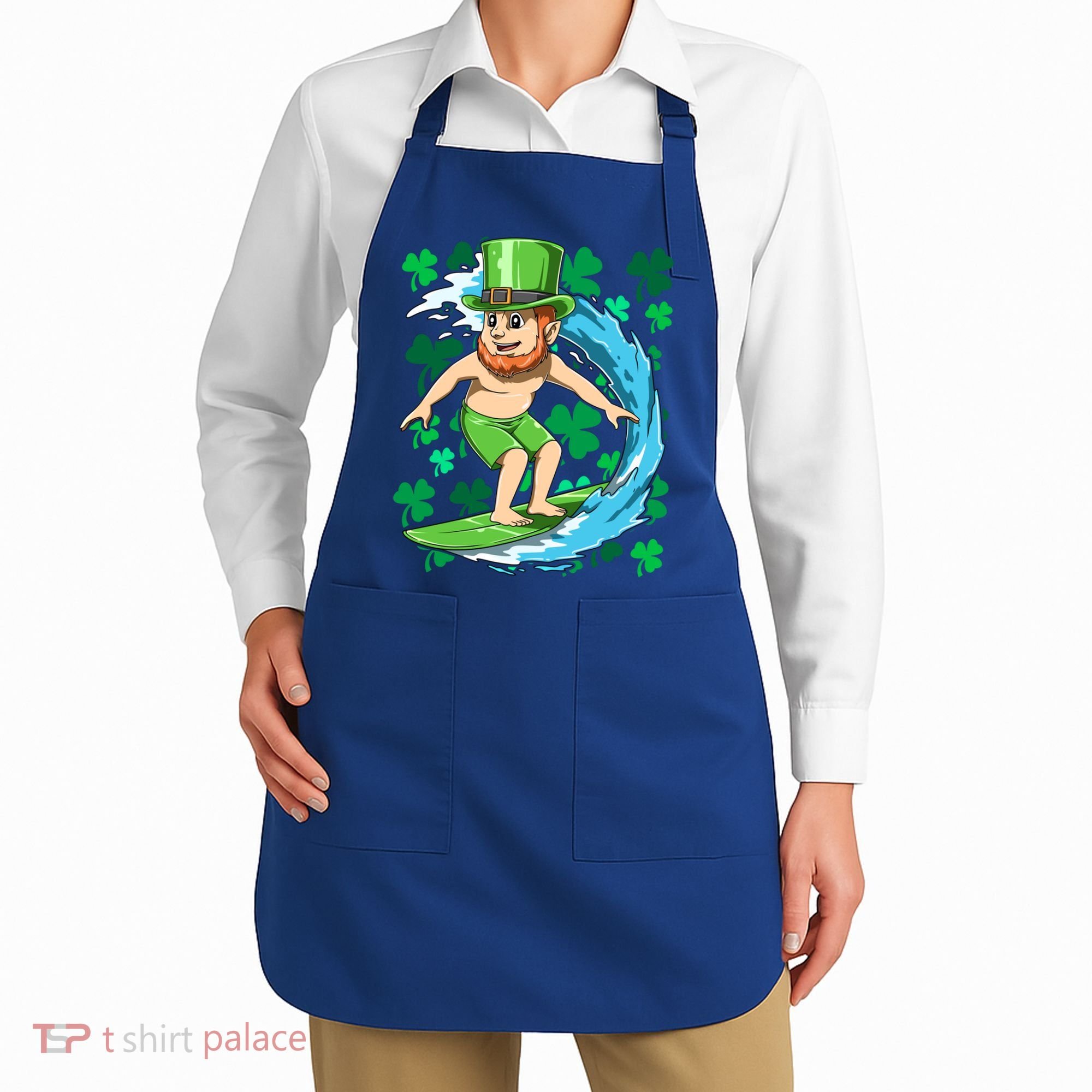 Hawaiian Leprechaun Surfing Irish St Patrick's Day Surfers Gift Apron