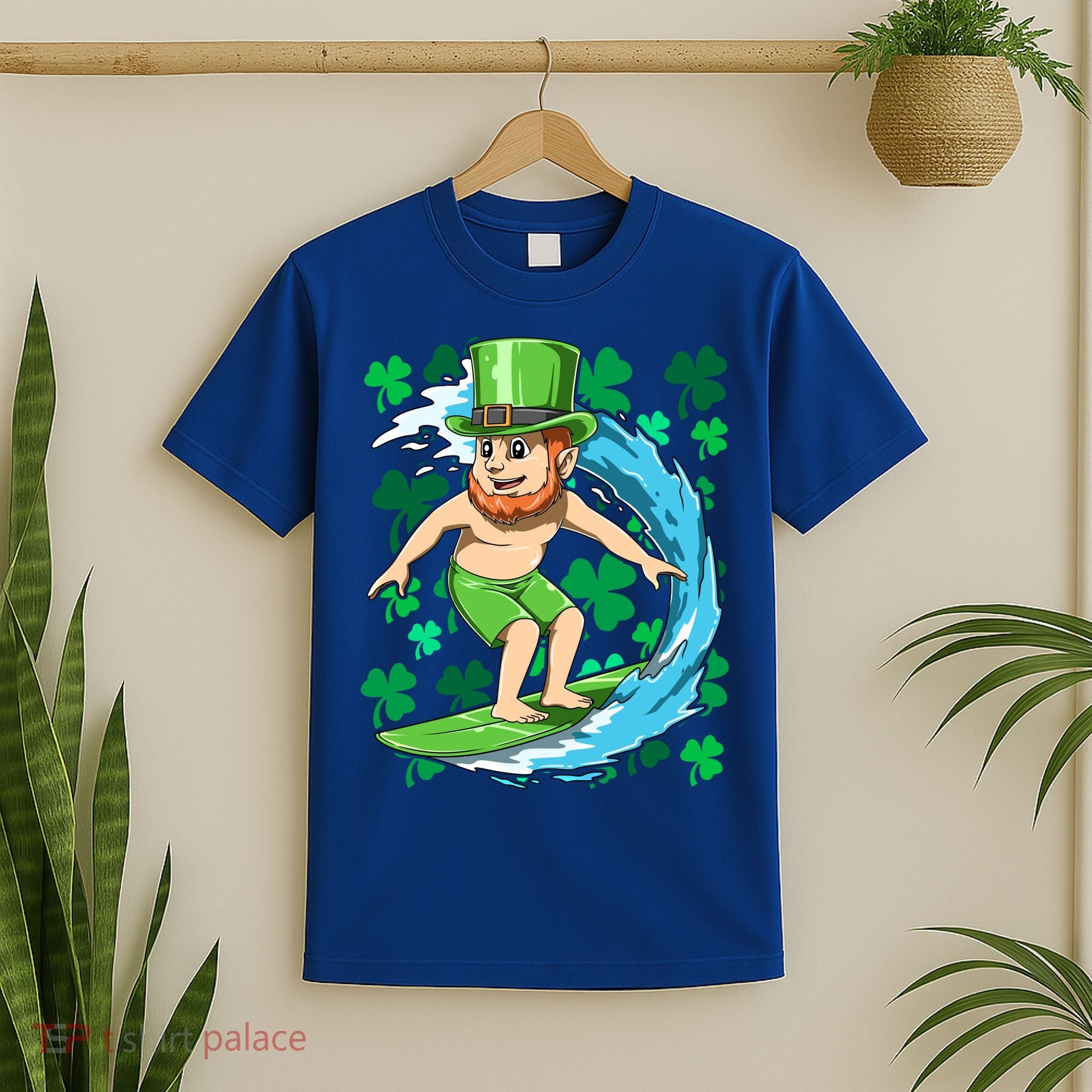 Hawaiian Leprechaun Surfing Irish St Patrick's Day Surfers Gift T-Shirt
