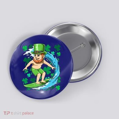 Hawaiian Leprechaun Surfing Irish St Patrick's Day Surfers Gift Button