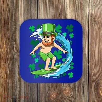 Hawaiian Leprechaun Surfing Irish St Patrick's Day Surfers Gift Coaster