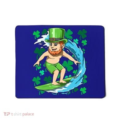 Hawaiian Leprechaun Surfing Irish St Patrick's Day Surfers Gift Mousepad