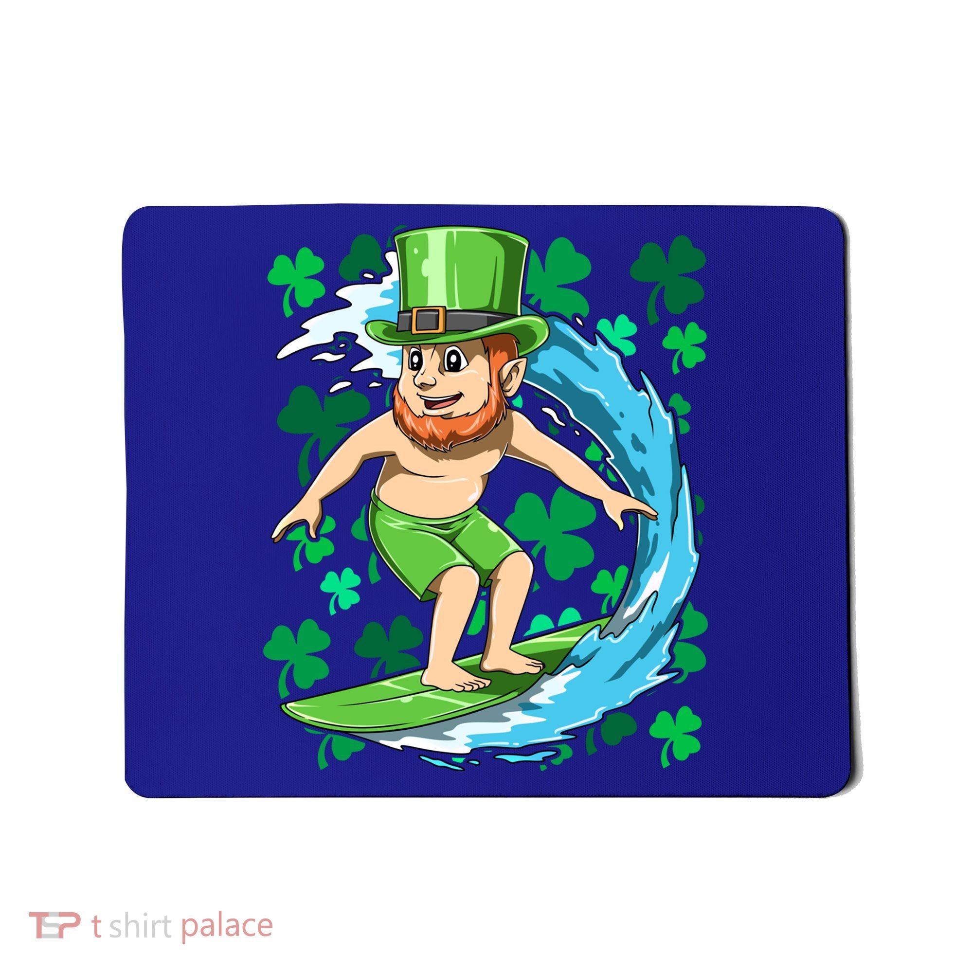 Hawaiian Leprechaun Surfing Irish St Patrick's Day Surfers Gift Mousepad