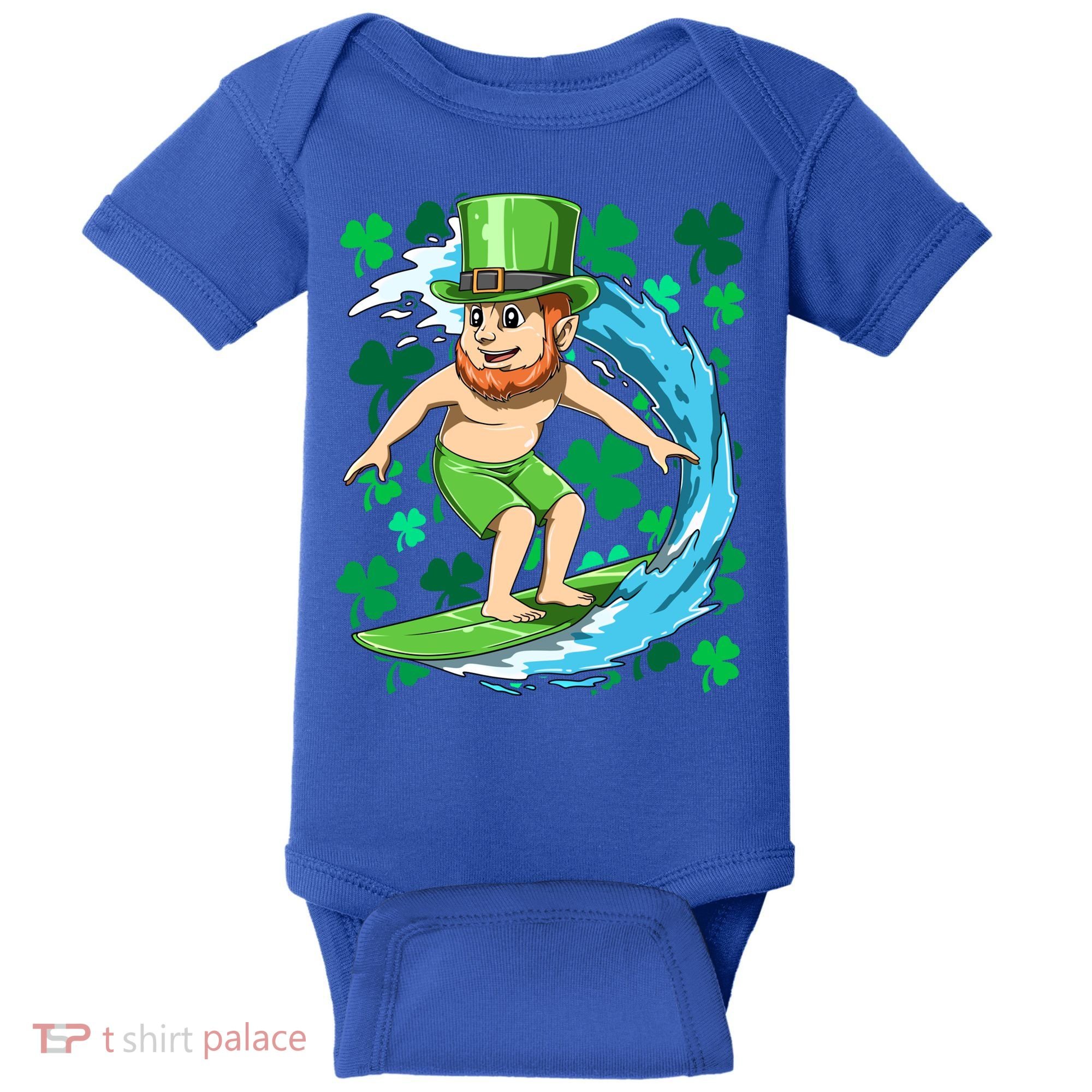 Hawaiian Leprechaun Surfing Irish St Patrick's Day Surfers Gift Baby Bodysuit