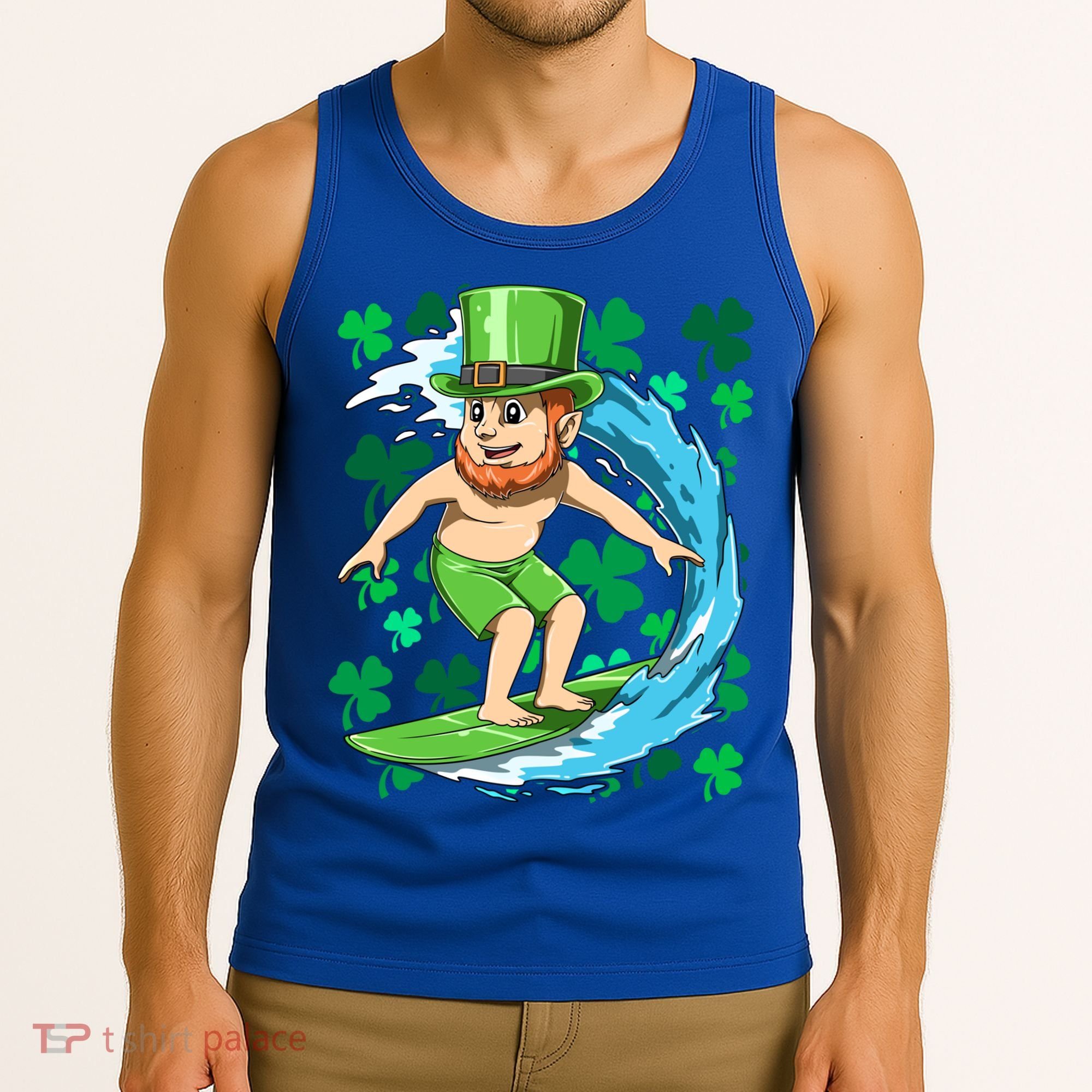 Hawaiian Leprechaun Surfing Irish St Patrick's Day Surfers Gift Tank Top