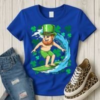 Hawaiian Leprechaun Surfing Irish St Patrick's Day Surfers Gift Women's T-Shirt thumb 3