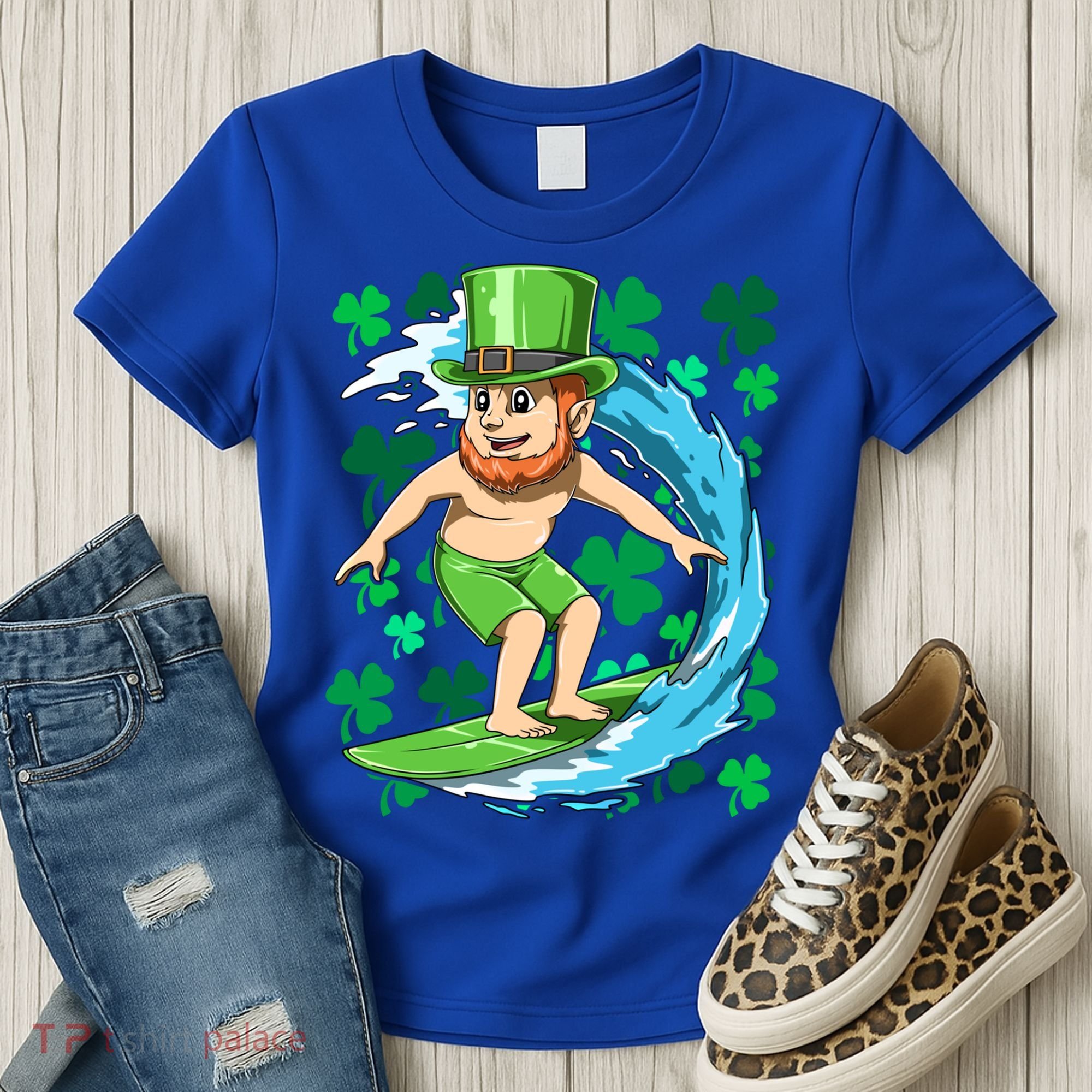 Hawaiian Leprechaun Surfing Irish St Patrick's Day Surfers Gift Women's T-Shirt