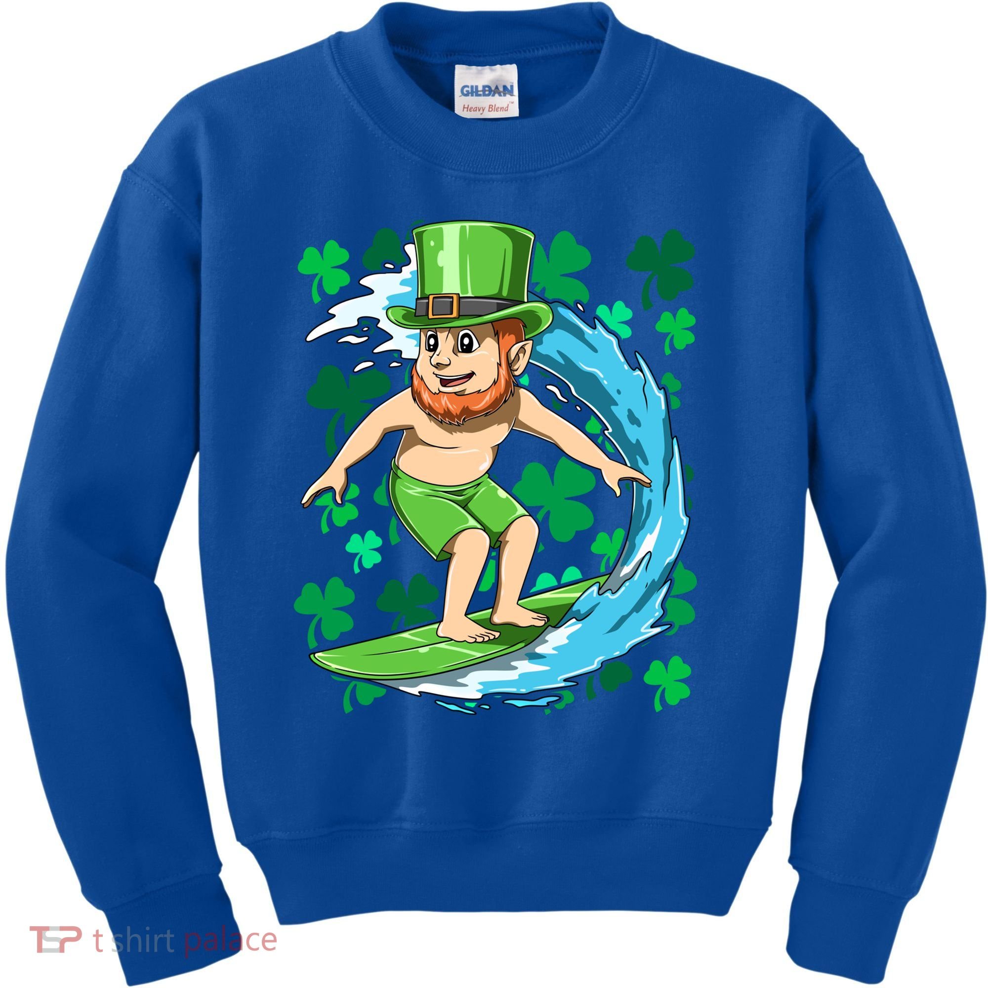 Hawaiian Leprechaun Surfing Irish St Patrick's Day Surfers Gift Kids Sweatshirt