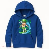 Hawaiian Leprechaun Surfing Irish St Patrick's Day Surfers Gift Kids Hoodie thumb 0