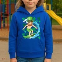 Hawaiian Leprechaun Surfing Irish St Patrick's Day Surfers Gift Kids Hoodie thumb 3