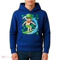 Hawaiian Leprechaun Surfing Irish St Patrick's Day Surfers Gift Kids Hoodie thumb 4