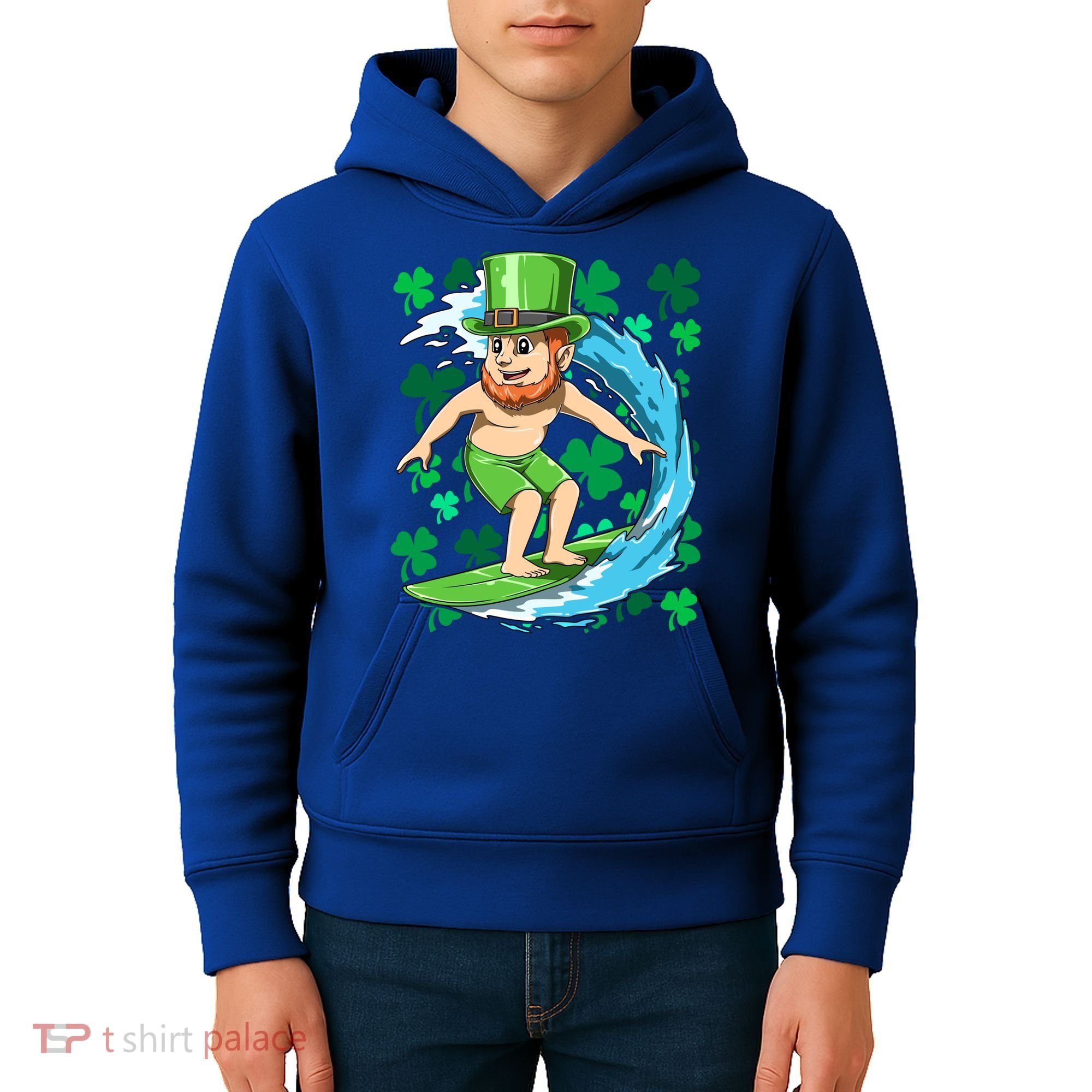 Hawaiian Leprechaun Surfing Irish St Patrick's Day Surfers Gift Kids Hoodie