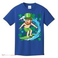 Hawaiian Leprechaun Surfing Irish St Patrick's Day Surfers Gift Kids T-Shirt thumb 0