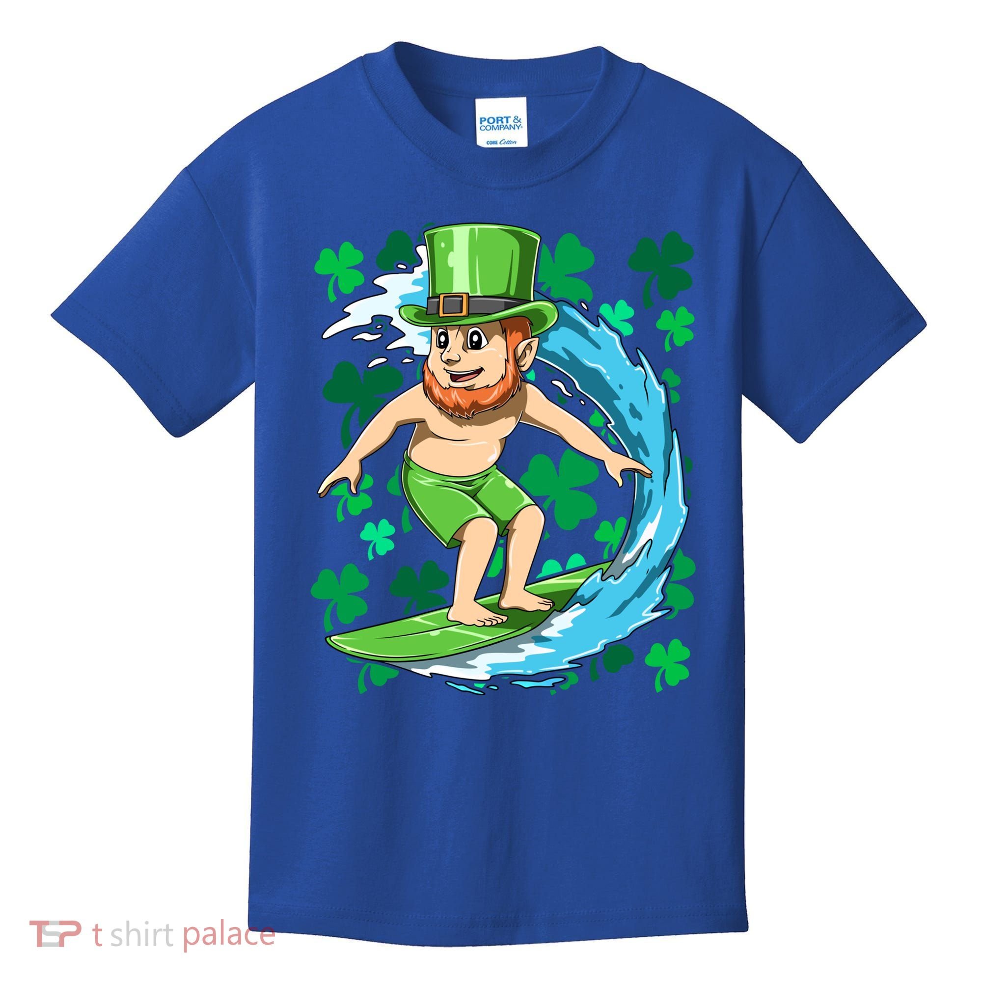 Hawaiian Leprechaun Surfing Irish St Patrick's Day Surfers Gift Kids T-Shirt