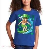 Hawaiian Leprechaun Surfing Irish St Patrick's Day Surfers Gift Kids T-Shirt thumb 2