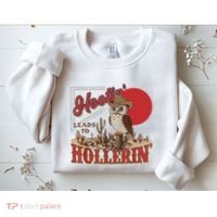 Hootin Leads To Hollerin Owl Cowboy Western Owl Cowboy Sweatshirt thumb 2