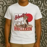 Hootin Leads To Hollerin Owl Cowboy Western Owl Cowboy T-Shirt thumb 3