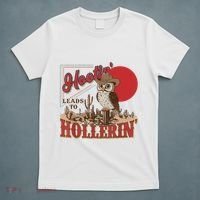 Hootin Leads To Hollerin Owl Cowboy Western Owl Cowboy T-Shirt thumb 5