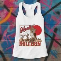 Hootin Leads To Hollerin Owl Cowboy Western Owl Cowboy Women's Tank Top thumb 3