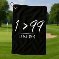 He Left The 99 To Rescue Me Christian Luke Sheep Gift Golf Towel thumb 1