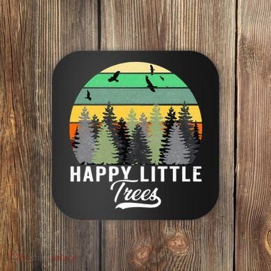 Happy Little Tree Bob Style Vintage Forests Earth Day Gift Coaster