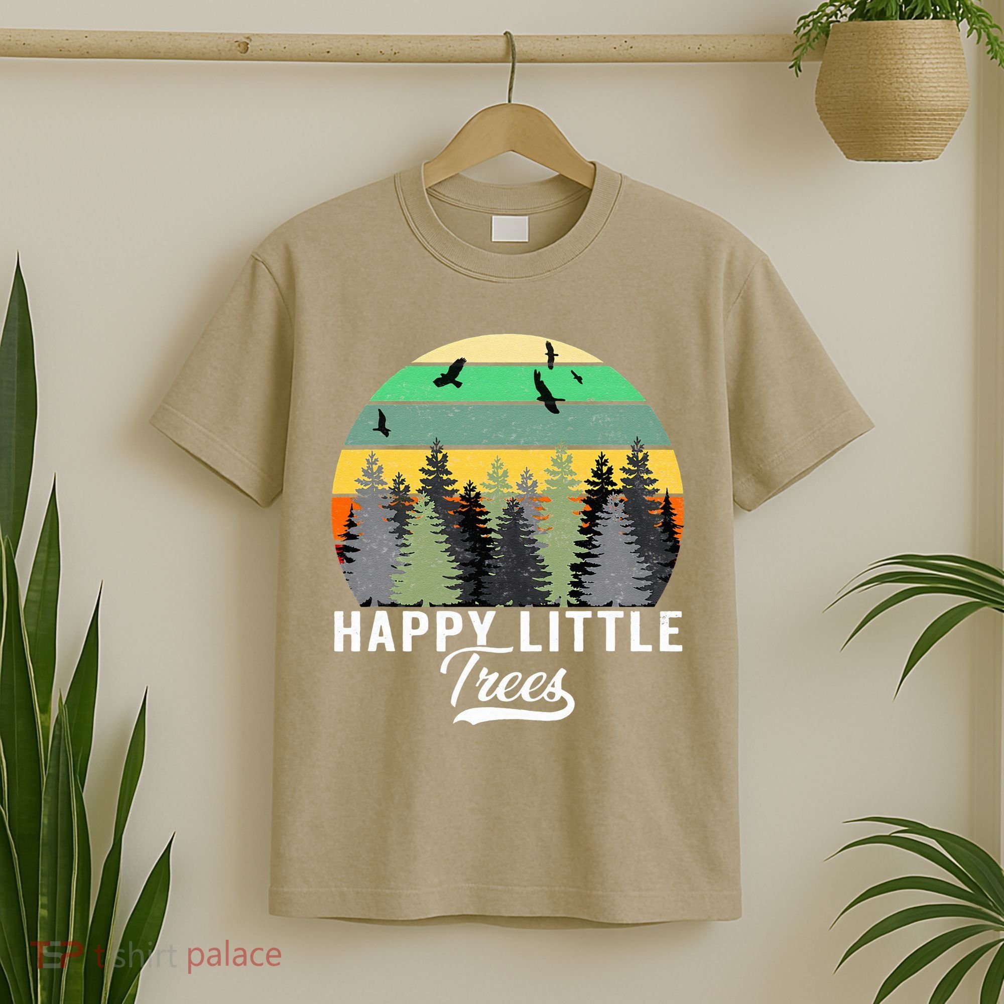 Happy Little Tree Bob Style Vintage Forests Earth Day Gift T-Shirt