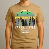 Happy Little Tree Bob Style Vintage Forests Earth Day Gift T-Shirt thumb 3