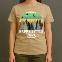 Happy Little Tree Bob Style Vintage Forests Earth Day Gift T-Shirt thumb 4