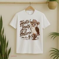 Hootin Leads To Hollerin Western Cowboy Owl Funny Saying T-Shirt thumb 2