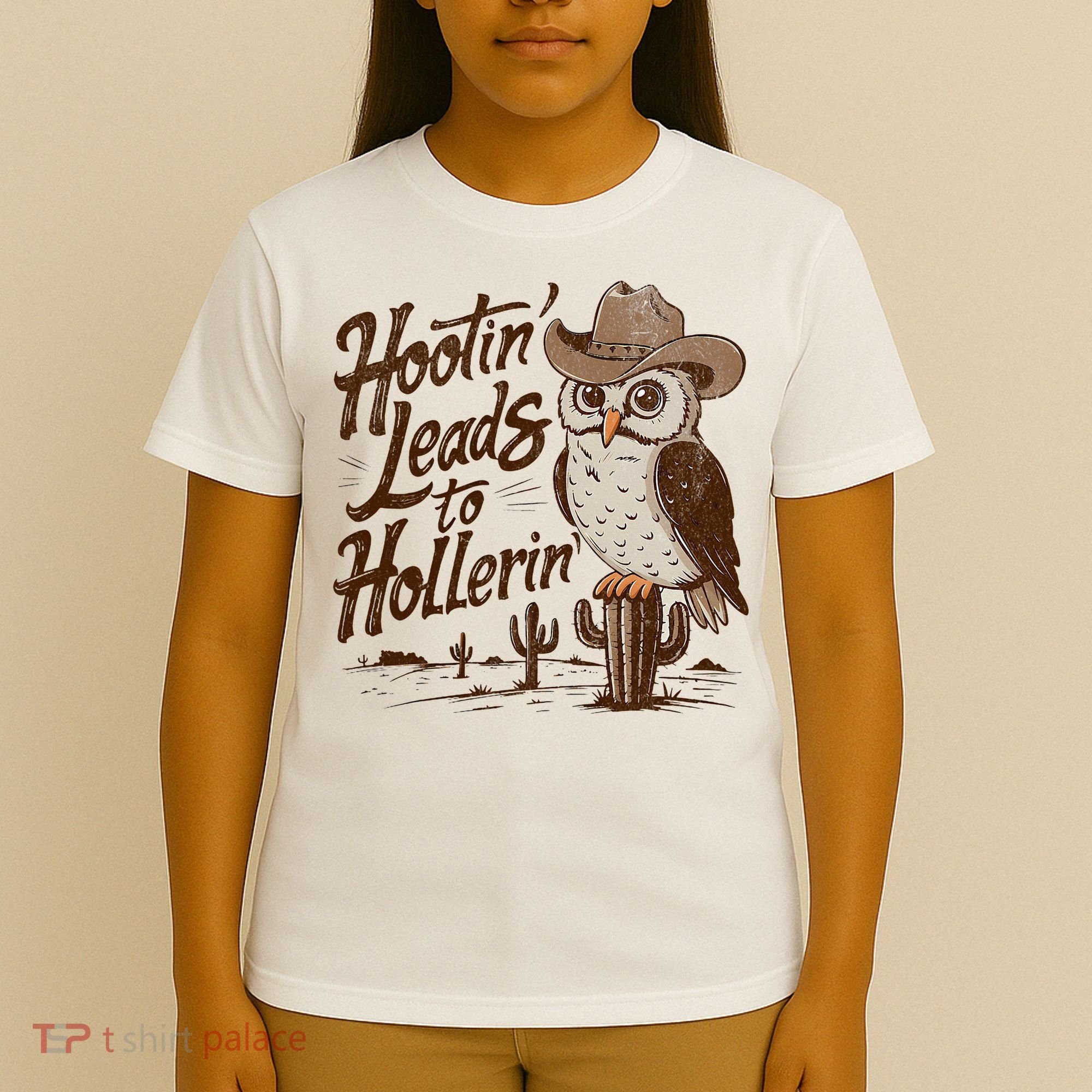 Hootin Leads To Hollerin Western Cowboy Owl Funny Saying T-Shirt