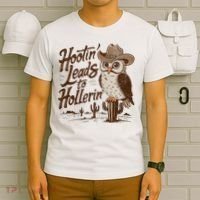 Hootin Leads To Hollerin Western Cowboy Owl Funny Saying T-Shirt thumb 6