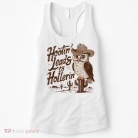 Hootin Leads To Hollerin Western Cowboy Owl Funny Saying Women's Tank Top thumb 0