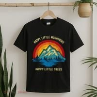 Happy Little Trees Mountains Bob Style Vintage Retro Nature T-Shirt thumb 2