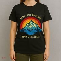 Happy Little Trees Mountains Bob Style Vintage Retro Nature T-Shirt thumb 4