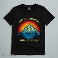 Happy Little Trees Mountains Bob Style Vintage Retro Nature T-Shirt thumb 5