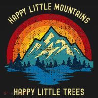 Happy Little Trees Mountains Bob Style Vintage Retro Nature T-Shirt thumb 7