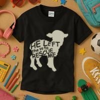 He Left The 99 To Rescue Me Religious Christian Kids T-Shirt thumb 3