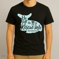 He Left The 99 To Rescue Me Green Chevron Christian T-Shirt thumb 3