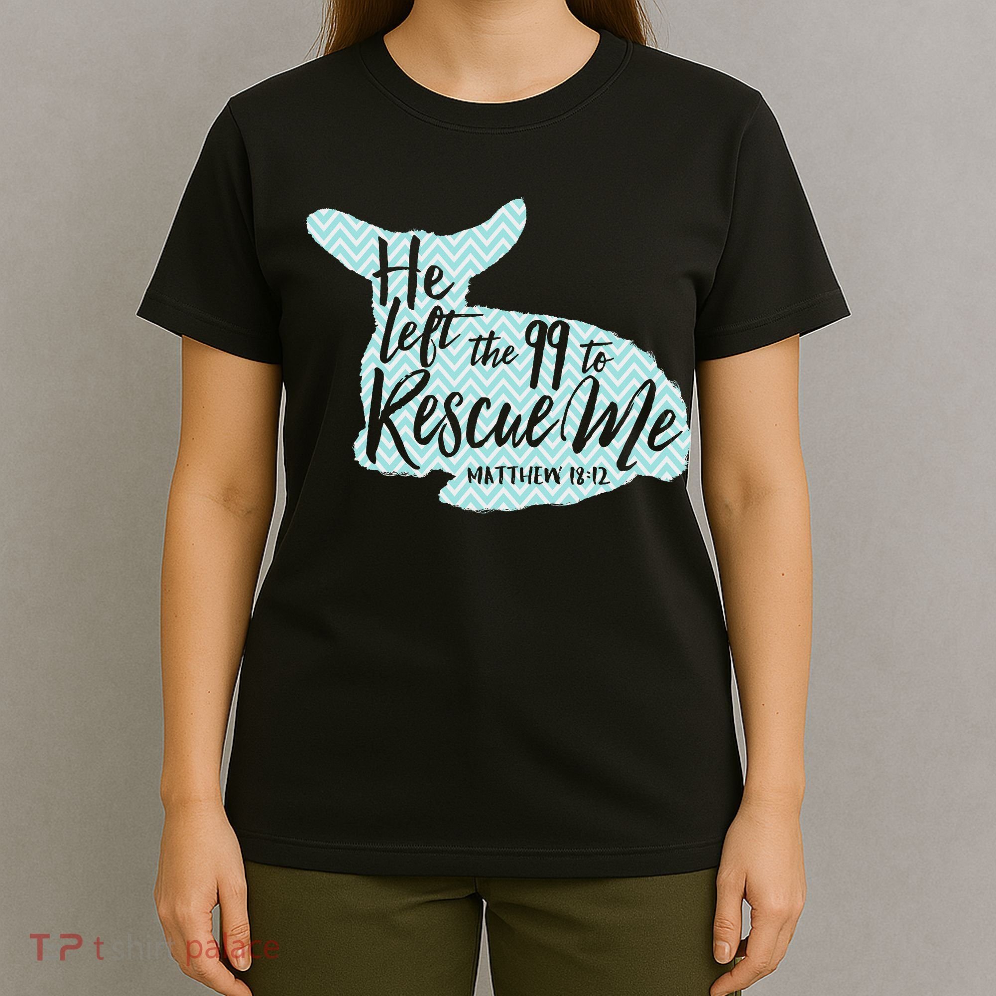 He Left The 99 To Rescue Me Green Chevron Christian T-Shirt
