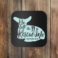 He Left The 99 To Rescue Me Green Chevron Christian Coaster thumb 0