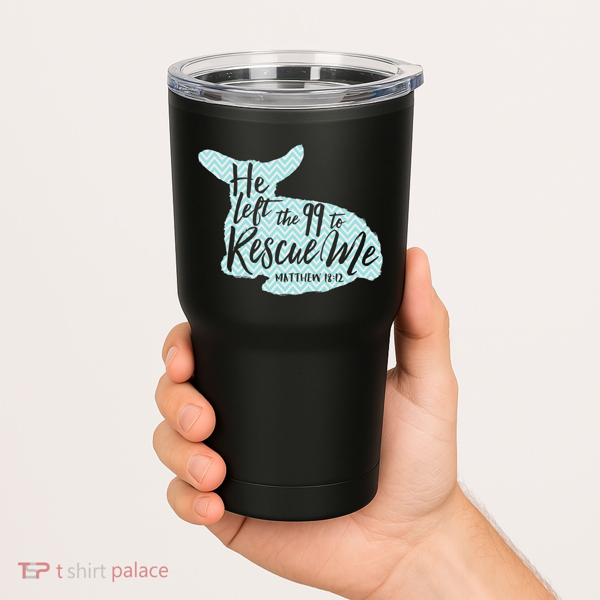 He Left The 99 To Rescue Me Green Chevron Christian Tumbler