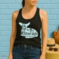 He Left The 99 To Rescue Me Green Chevron Christian Women's Tank Top thumb 2