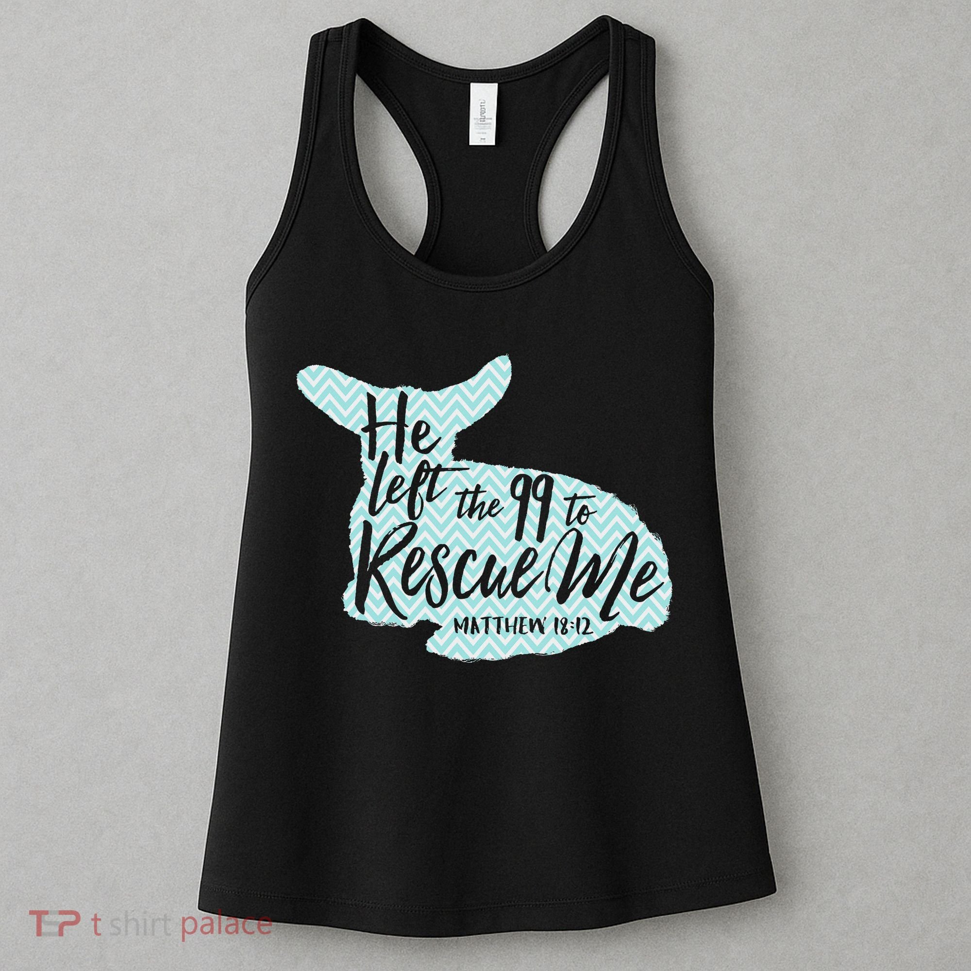 He Left The 99 To Rescue Me Green Chevron Christian Women's Tank Top